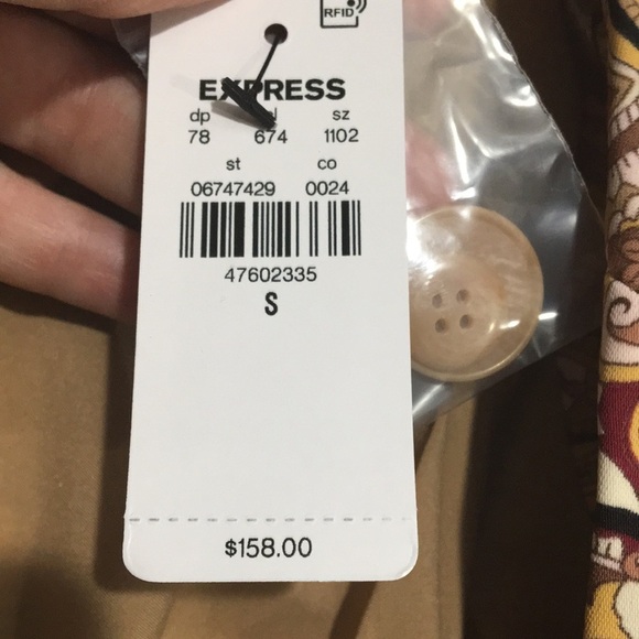 Express NWT Paisley One Button Boyfriend Blazer Cinched Waist String size Small - Picture 12 of 14